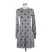 Ann Taylor LOFT Casual Dress - Sweater Dress: Gray Argyle Dresses - New - Women's Size X-Small