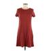 American Eagle Outfitters Casual Dress - A-Line Crew Neck Short sleeves: Burgundy Dresses - Women's Size Medium