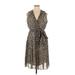 Anne Klein Casual Dress - Wrap: Brown Leopard Print Dresses - New - Women's Size 16