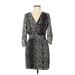 Charlie Jade Cocktail Dress - Wrap: Gray Jacquard Dresses - Women's Size Medium