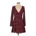 Divided by H&M Casual Dress - Wrap: Burgundy Hearts Dresses - Women's Size 4