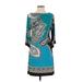 En Focus Studio Casual Dress: Teal Graphic Dresses - Women's Size 4