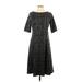 Lands' End Casual Dress - Midi: Black Paisley Dresses - Women's Size Medium