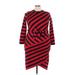 ELOQUII Cocktail Dress - Bodycon Boatneck Long sleeves: Red Stripes Dresses - Women's Size 18 Plus
