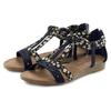 Sandale LASCANA "Sommerschuh", Damen, Gr. 36, schwarz, Obermaterial: 50% Lederimitat, 50% Textilmaterial. Futter: 100% Lederimitat. Decksohle: 100% Lederimitat. Laufsohle: 100% Synthetik, mehrfarbig, bedruckt, casual, Schuhe, Sandalette, Sommerschuh...