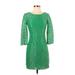 Lilly Pulitzer Cocktail Dress - Formal Boatneck Long sleeves: Green Brocade Dresses - Women's Size 2