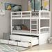 Twin-Over-Twin Bunk Bed with Ladder, Safety Rail, Twin Trundle Bed with 3 Drawers for Bedroom, Guest Room Furniture