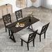 5-Piece 62*35.2inch Extendable Rubber Wood Dining Table Set with Console Table And 4 Upholstered Dining Chairs