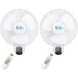 Set of 2 White 16'' 3-Speed Digital Wall Mount Fan with Remote Control and 72 Inches Power Cord
