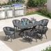 PURPLE LEAF 7 Pieces Outdoor Dining Set with Patio Aluminium Dining Table and Wicker Rattan Chairs