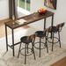 4-Piece Bar Table Set, Pub Dining Table & PU Upholstered Stools