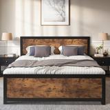 Queen Bed Frame, Queen Platform Bed Frame with Headboard and Footboard, Mattress Foundation w/ Metal Slats, No Box Spring Needed