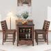 5-piece Dining Table Set With Counter Height Table With Storage Cabinet And Drawer And 4 Dining Chairs
