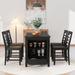 5-piece Dining Table Set With Counter Height Table With Storage Cabinet And Drawer And 4 Dining Chairs