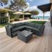 6 Pieces PE Rattan sectional Outdoor Furniture Cushioned Sofa Set with 3 Storage Under Seat Black Wicker and Cushion