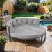 4-Piece Patio Round Sectional Sofa Furniture Set, Metal Outdoor All Weather Conversation Set with Cushions for Backyard, Grey