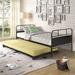 Metal Daybed Platform Bed Frame with Trundle Built-in Casters