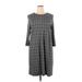 J.Jill Casual Dress - Sweater Dress: Gray Argyle Dresses - Women's Size X-Large