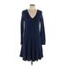 Max Studio Casual Dress - Sweater Dress: Blue Dresses - Women's Size Large