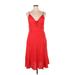 GB Casual Dress - A-Line Plunge Sleeveless: Red Dresses - Women's Size 2X-Large