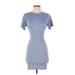 Topshop Casual Dress - Bodycon: Blue Solid Dresses - Women's Size 2