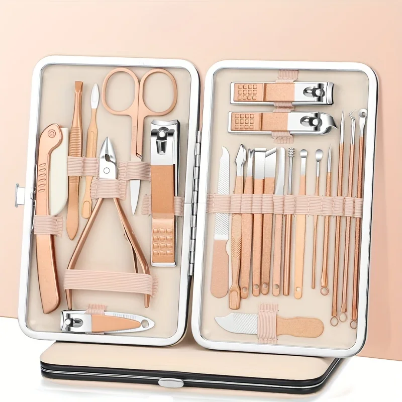 7-23 Teile/satz Rose Gold Edelstahl Nail art Werkzeuge Kits Nagel Clipper Cutter Trimmer EarPick Pflege Kit Image