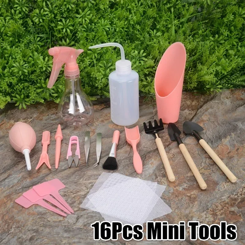 16 stücke Umpflanzen Werkzeuge Mini Gartengeräte Kit Mini Fee Garten Pflanzen Garten Handwerkzeuge Set Gartengeräte