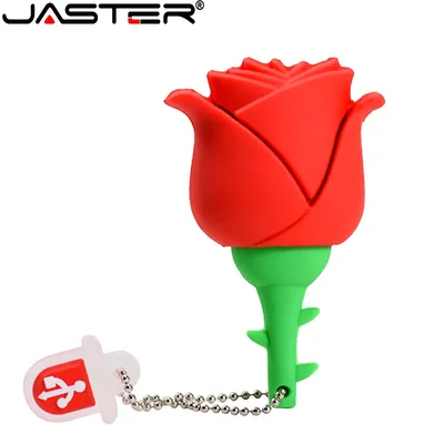 JASTER USB-Flash-Laufwerk Rose Flower Pen Drive Rot Blau Memory Stick Gelb Rosa für Mädchen Geschenk Image