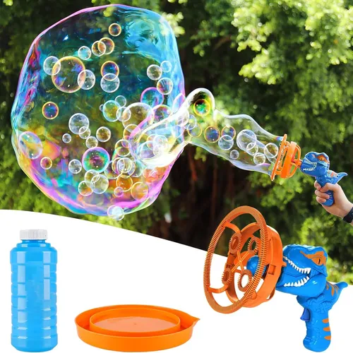 Bubble Guns Dinosaurier Bubble Machine mit 1 Flasche 250ml Bubble Liquid für Kinder Bubble Blower