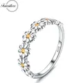 Fan silver 925 Sterling Silber Gänseblümchen Ring für Frauen Mädchen 18 Karat vergoldete Blume bunte