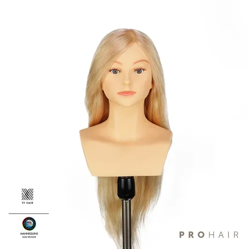 Mannequin-Kopf 60CM 24'' 100% Menschliches Haar Licht Blond Wettbewerb Kopf Friseur Mannequin Puppe