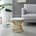 Petit tabouret rond de luxe en tissu léger pour la maison canapé bas pour salon tabouret de