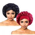 Bonnet en Satin Solide pour Femme avec Larges Attaches Commandées Soins des Cheveux Longs Chapeau