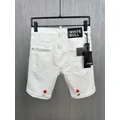 Short en jean pour homme coupe couvertes trous de lavage à l'eau broderie patch capris