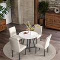 Latitude Run® Five-piece Dining Room Set w/ Imitation Marble Table Top, Dining Table & 4 Chairs Wood in Black/Brown/White | Wayfair