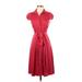 Elie Tahari Casual Dress - Shirtdress: Burgundy Dresses - Women's Size 2