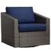 Latitude Run® Suler Outdoor Wicker Swivel Glider Chair w/ Cushions Set of 2 Synthetic Wicker/All - Weather Wicker/Wicker/Rattan in Gray/Blue | Wayfair