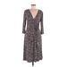 Danny & Nicole Casual Dress - Midi: Burgundy Tweed Dresses - Women's Size 8