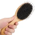 Brosse à cheveux avec manche en bambou naturel poils de sanglier antistatique cuir chevelu