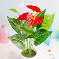Fausses fleurs d'urium pour décoration florale de bureau ornement en plastique résistant à l'usure
