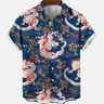 Camicie a maniche corte hawaiane floreali floreali alla moda con stampa animalier estiva da uomo