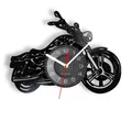 Hurbike-Horloge murale en vinyle pour chambre de garçon rétro silencieuse sans tic-tac moto