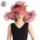 Casquette de carnaval en organza élastique pour femme chapeaux Derby à large bord maille plume