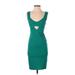 Zara Casual Dress - Bodycon: Green Solid Dresses - Women's Size 0