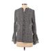 MICHAEL Michael Kors Long Sleeve Button Down Shirt: Gray Tops - Women's Size X-Small