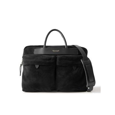 Helios Leather-trimmed Suede Briefcase - Black - B...