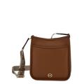 Crossbody Bag With Mk Logo Detail In Hammered Leather - Brown - MICHAEL Michael Kors Shoulder Bags