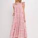 English Factory Sweet Gingham Tiered Maxi Dress - Pink