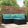 3 pz Set Divani da Giardino,Salotti da Giardino,Set Mobili da Giardino con Cuscini Nero in