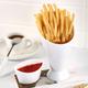 2pcs French Fries Shelf Holder Assorted Sauce Chips Snack Cone Dip Cup Serve Potato Kitchen Dish Two Cup-mouth Tablewar